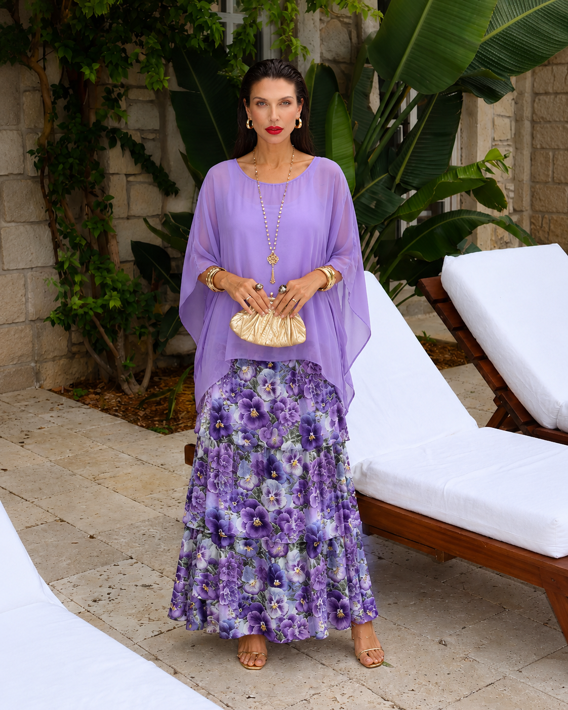 Amélie™ | Elegante Buikbedekkende Chiffon Maxi Jurk