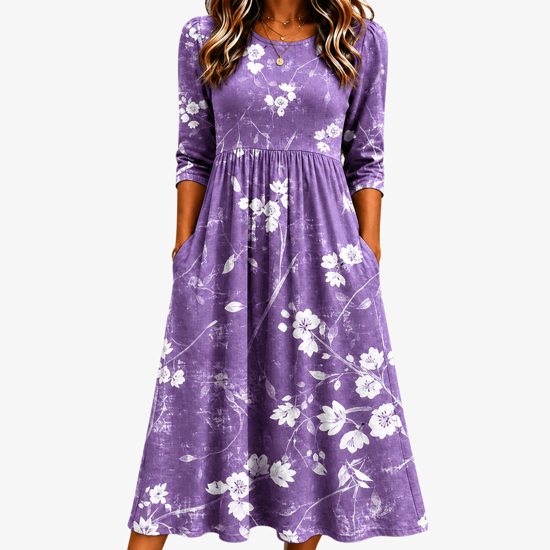 Lavendel Bloem Comfort Pocket Midi Jurk
