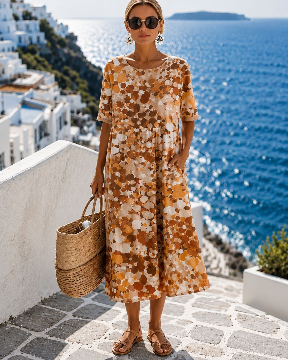 Elena™ | Buikcamouflerende Bloemen Midi Jurk