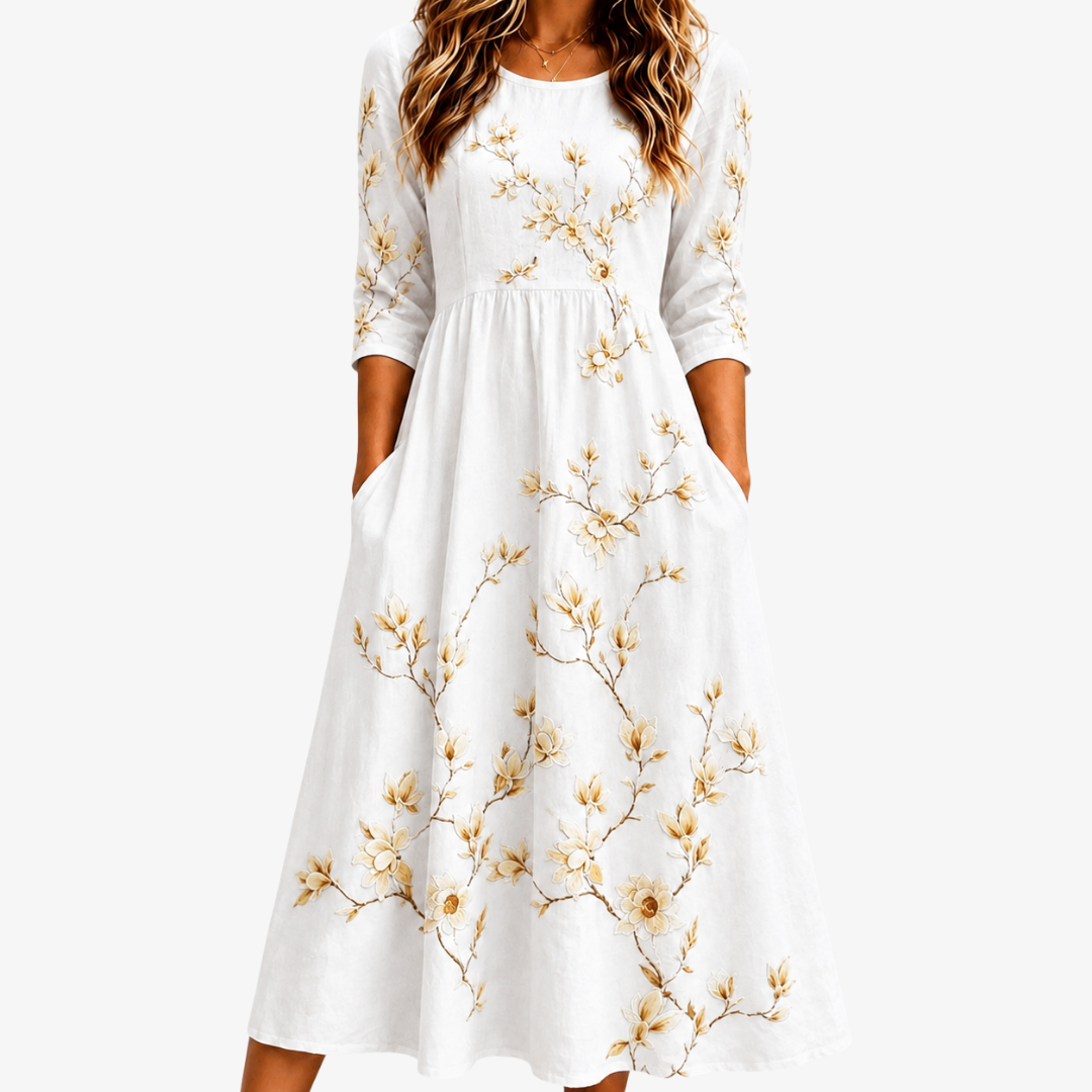Ivoor Bloesem Grace Pocket Midi Jurk