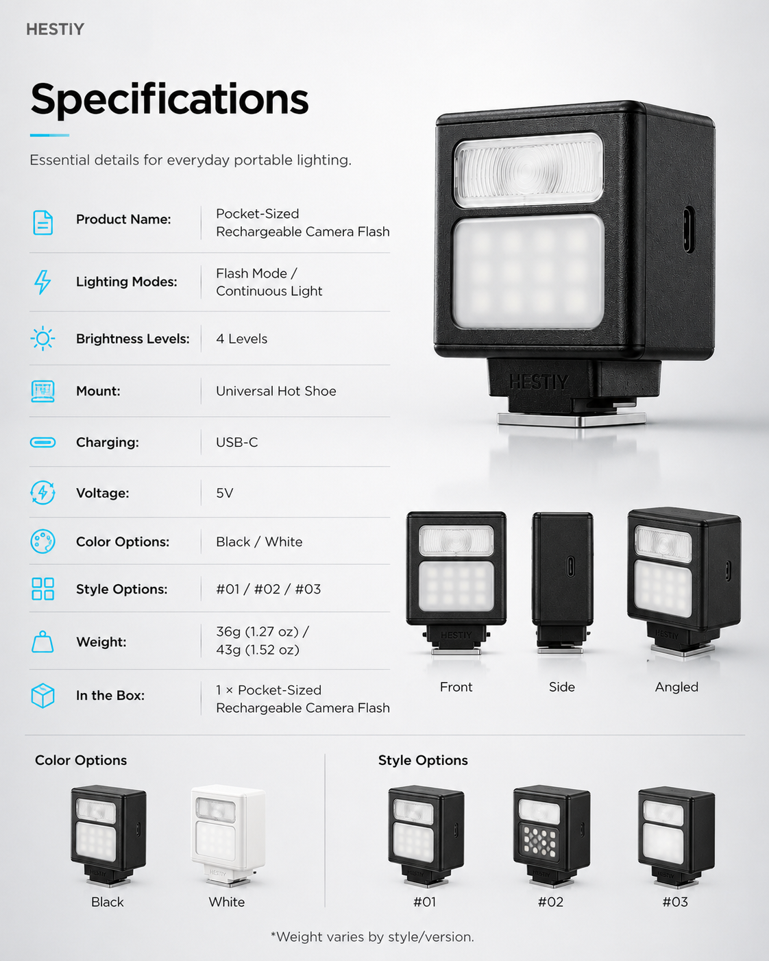 🔥Mini Flitser Zakformaat | Flits & Continu Licht | Type-C Oplaadbaar