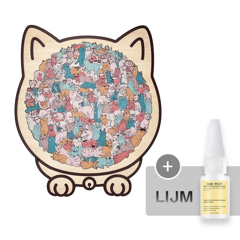 ⏳Tijdelijke aanbieding! 🧩Houten puzzel van 135 stukjes in gedempte tinten, met een kattenmotief.