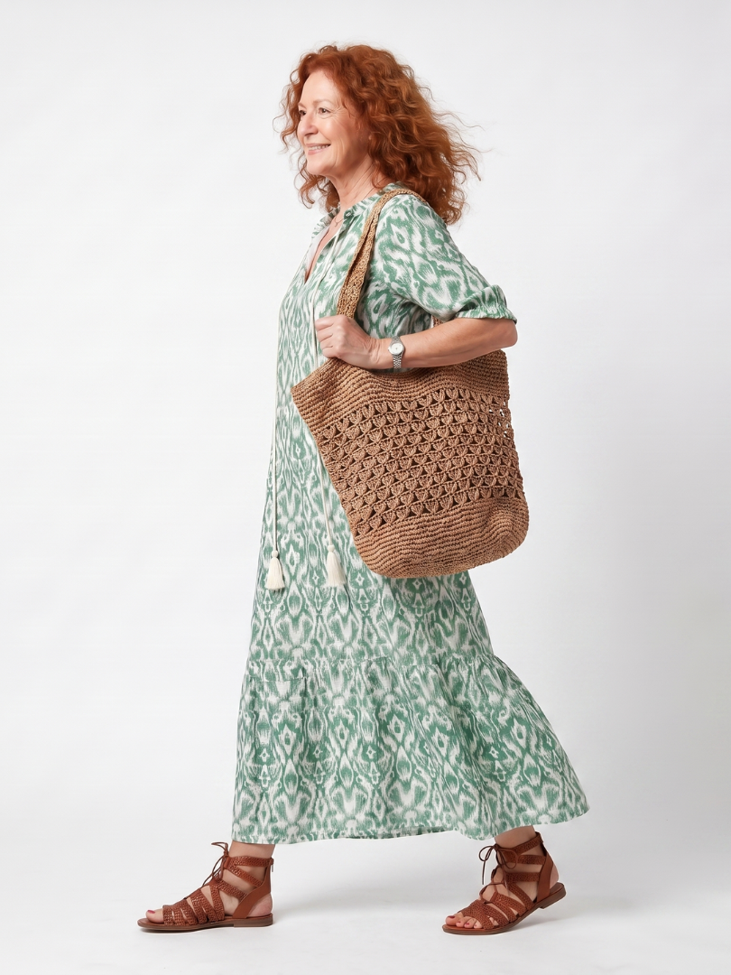 Ilara | Patroon V-hals Tassel Midi-jurk