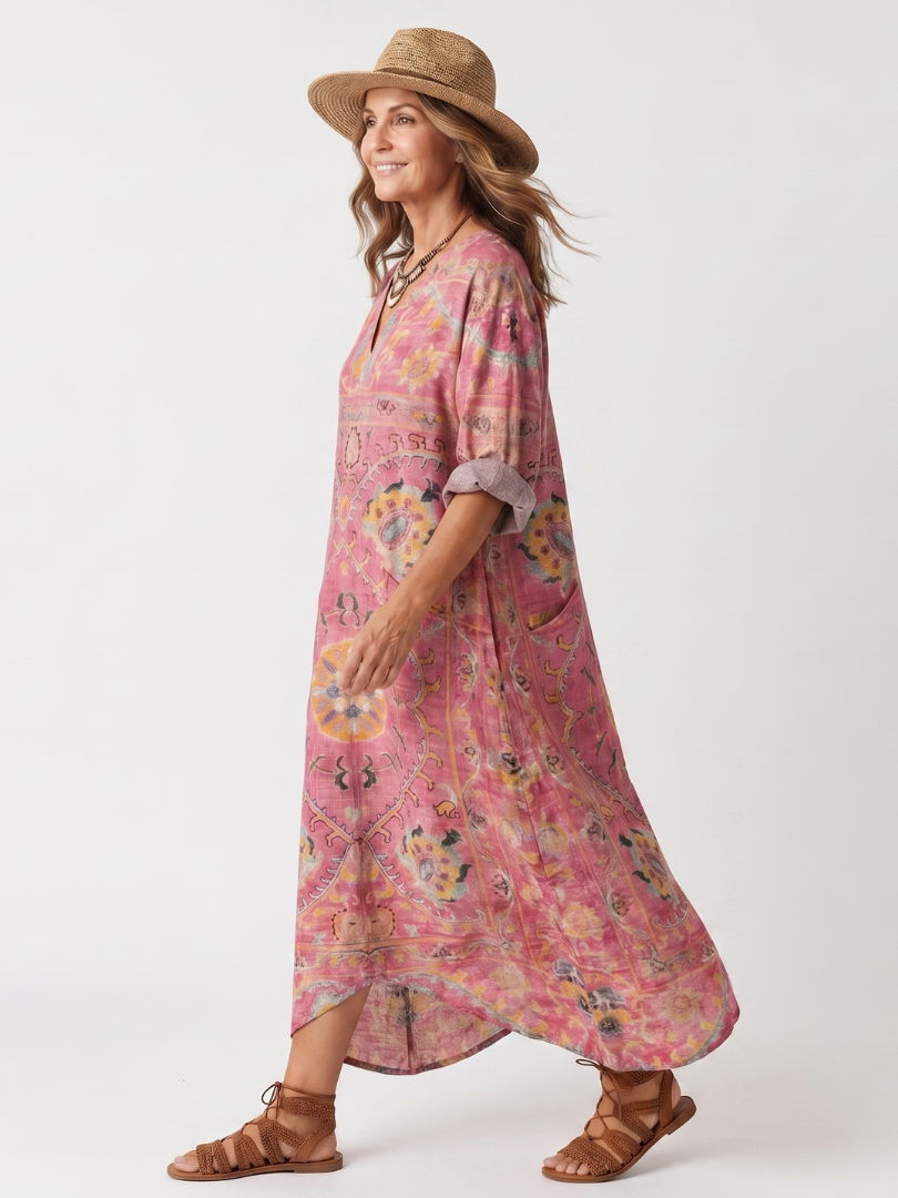 Tilda | Abstracte Print Relaxed Pocket Midi Dress