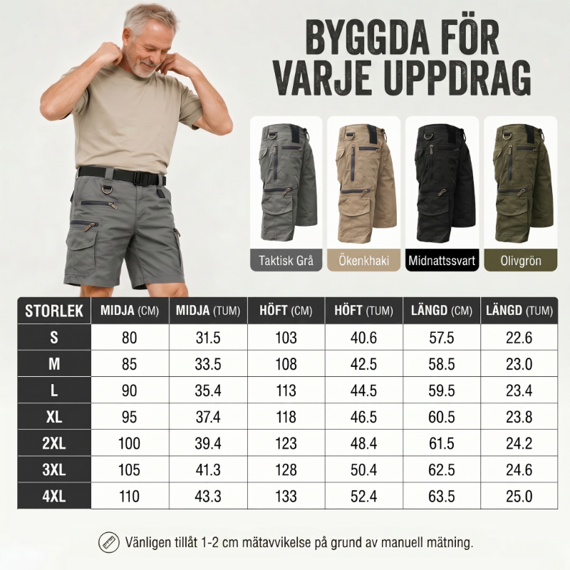 Heren outdoor shorts met 8 zakken – Duurzaam katoen & verstelbare taille – Perfect voor wandelen, vissen en reizen 🌲