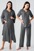 Double Breastfeeding 4-Piece Maternity-Nursing Set Black - 406209