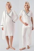 Piped Wrap 4-Piece Maternity-Nursing Set Ecru - 417217