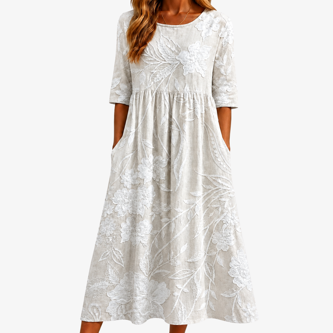 Flonkerende Tuin Elegante Pocket Midi Jurk