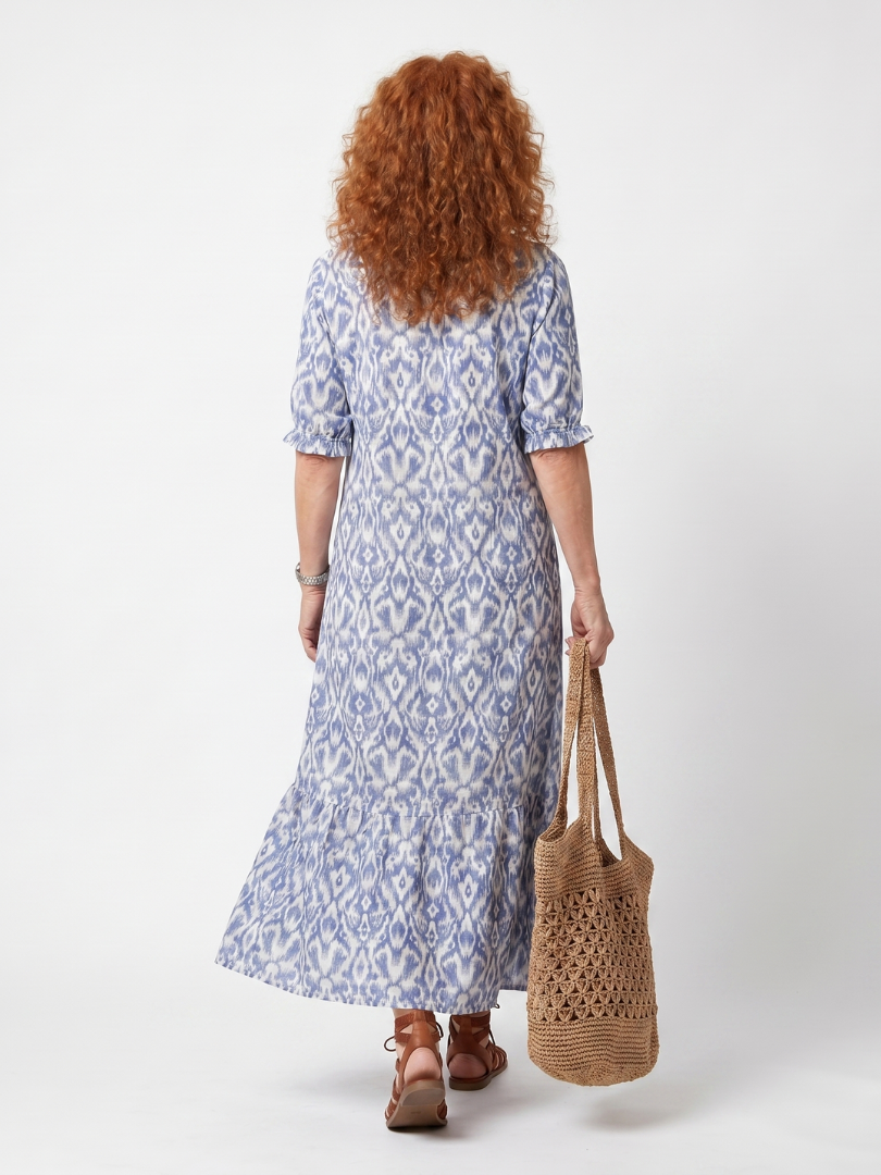 Ottoline | Tassel Tie Neck Gedrukt Midi-jurk