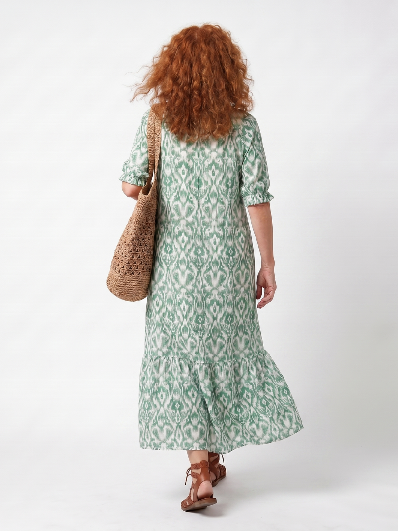 Ilara | Patroon V-hals Tassel Midi-jurk