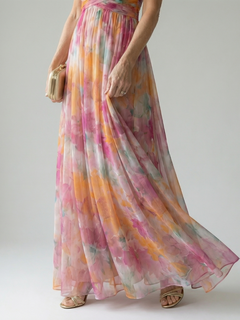 Vivienne™ | Maxi Jurk met Buikcamouflerende Print