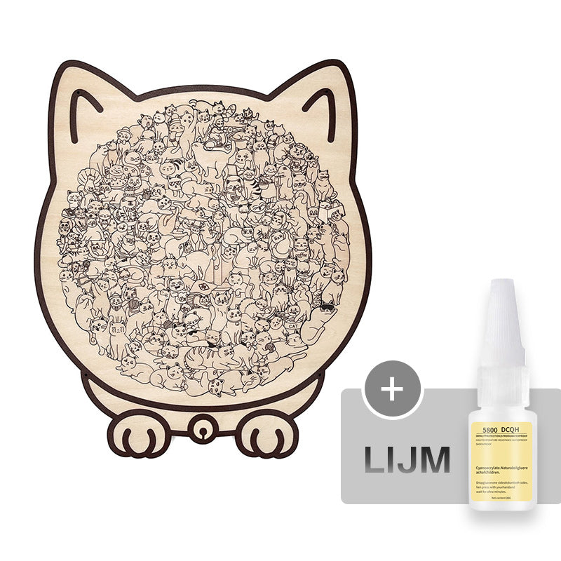 ⏳Tijdelijke aanbieding! 🧩Houten puzzel van 135 stukjes in gedempte tinten, met een kattenmotief.