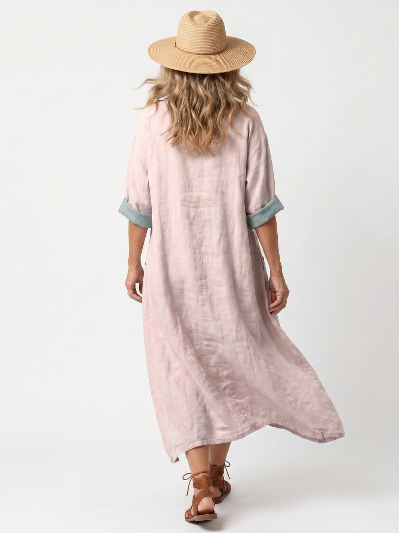 Kenza | Designer Paneel Relaxed Pocket Midi Jurk