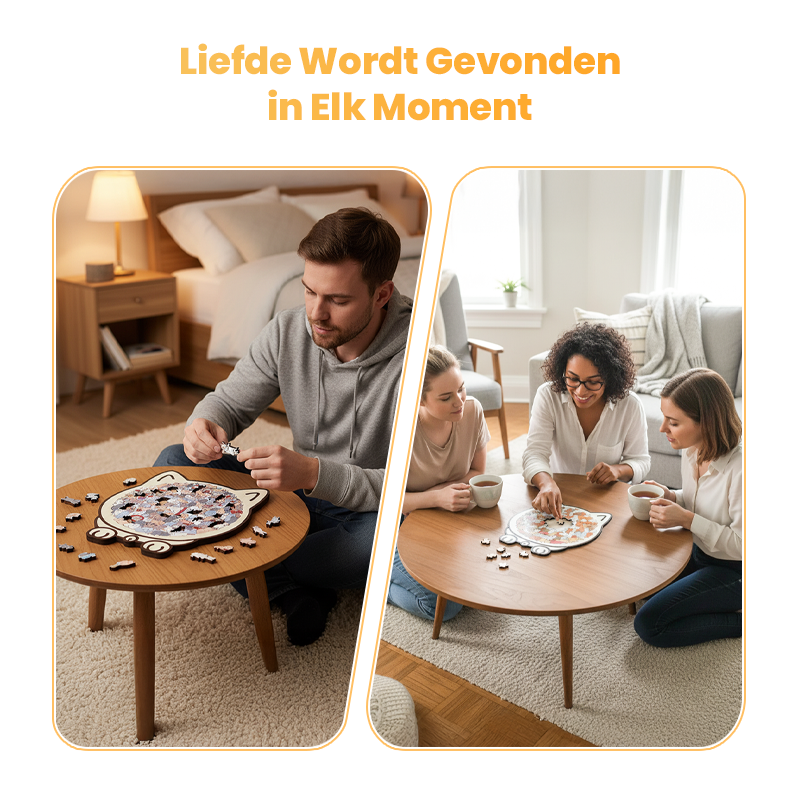 ⏳Tijdelijke aanbieding! 🧩Houten puzzel van 135 stukjes in gedempte tinten, met een kattenmotief.