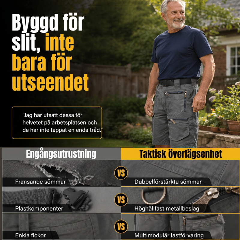 Heren outdoor shorts met 8 zakken – Duurzaam katoen & verstelbare taille – Perfect voor wandelen, vissen en reizen 🌲