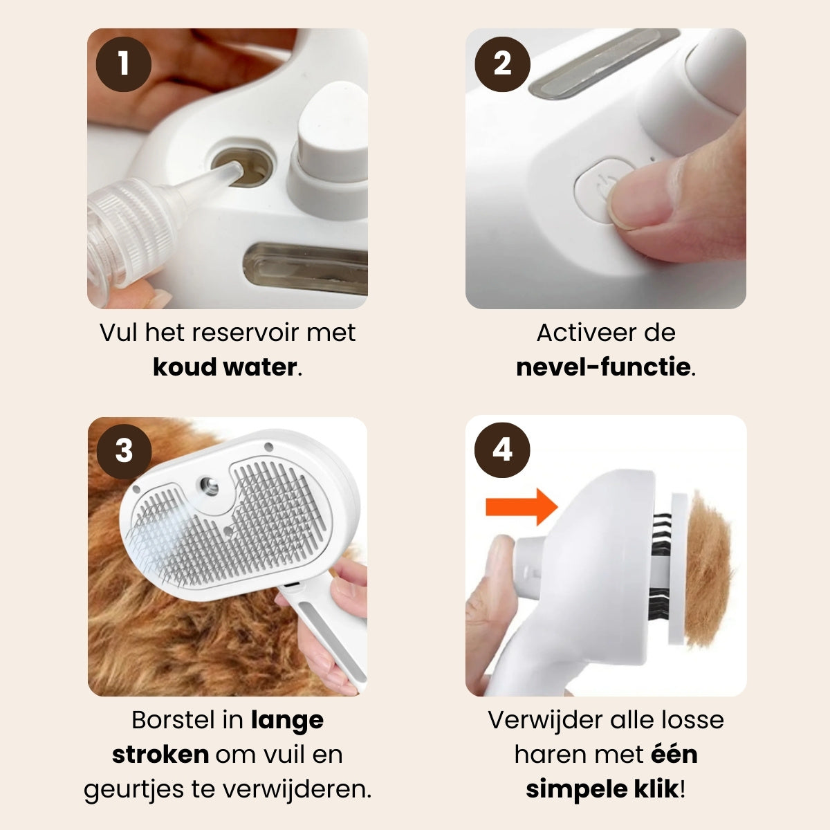 CharmPaws® Steami Pro - Professionele Vachtverzorgings Borstel voor alle Honden & Katten
