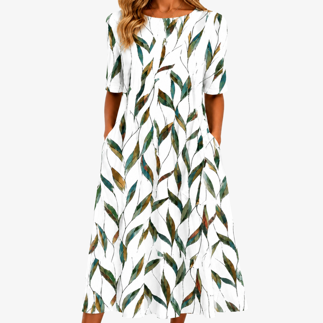 Willow Meadow Botanische Pocket Midi Jurk