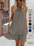 💃 Jurk met geometrische print en strik voor dames – Stijlvol, elegant en moeiteloos chic ✨👗