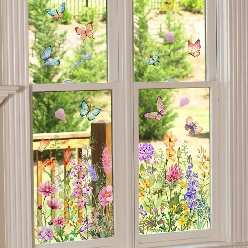 Kleurrijk Bloemenboeket Raamdecoratie