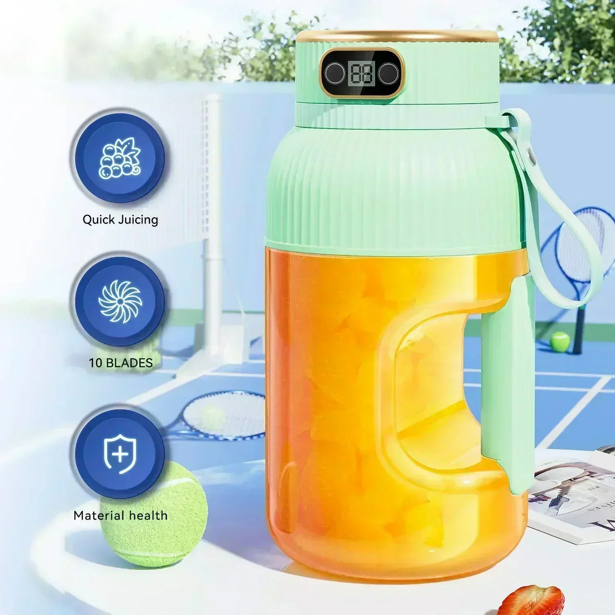 2-in-1 sapcentrifugebeker 🍹 Drink direct na het persen. Grote inhoud, digitaal scherm, ontwerp met meerdere messen. Draagbaar en een must-have voor de sportschool en buitenactiviteiten 🏋️