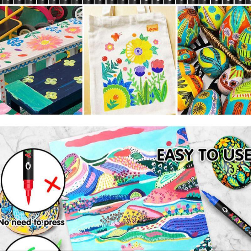 🖌️ NU 50% KORTING! ✨ Acrylstift met dubbele punt – fijne penseelpunt en kunstpunt voor kunst op doek, hout en steen 🎨🌈