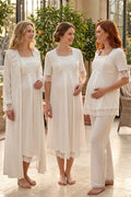 Lace Embroidered 4-Piece Maternity-Nursing Set Ecru - 6036