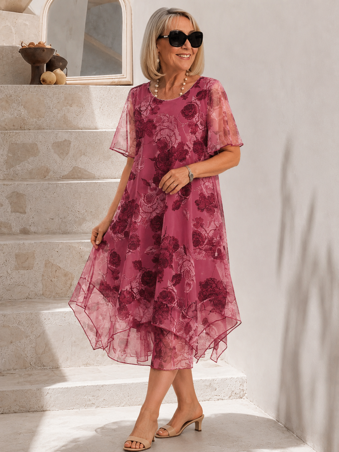 Lune™ | Buikcamouflerende Geplooide Midi Jurk