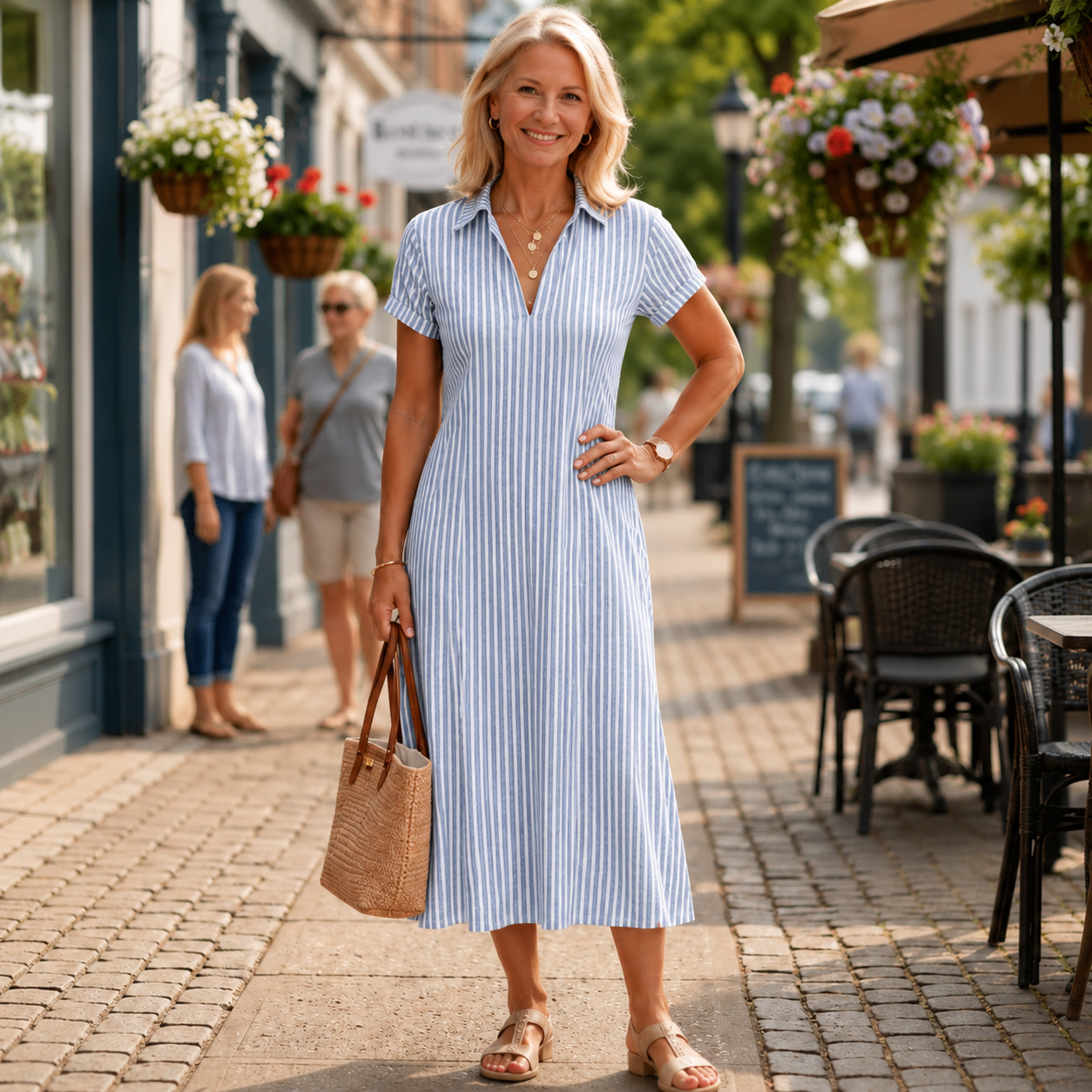 Moira™ | Elegante Midi Jurk Met Buikcamouflerend Design
