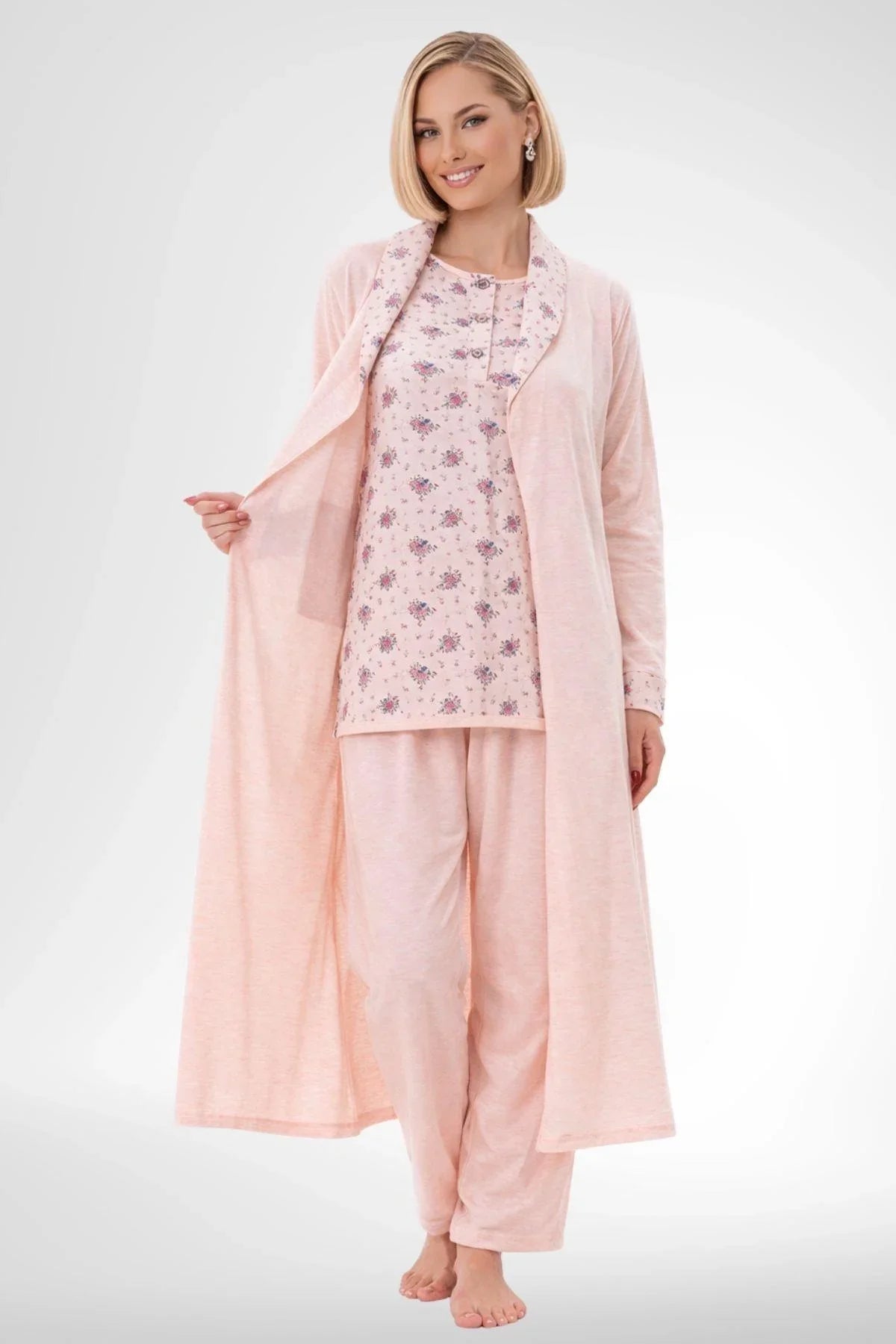 Patterned Plus Size 4-Piece Maternity-Nursing Set Powder - 6320