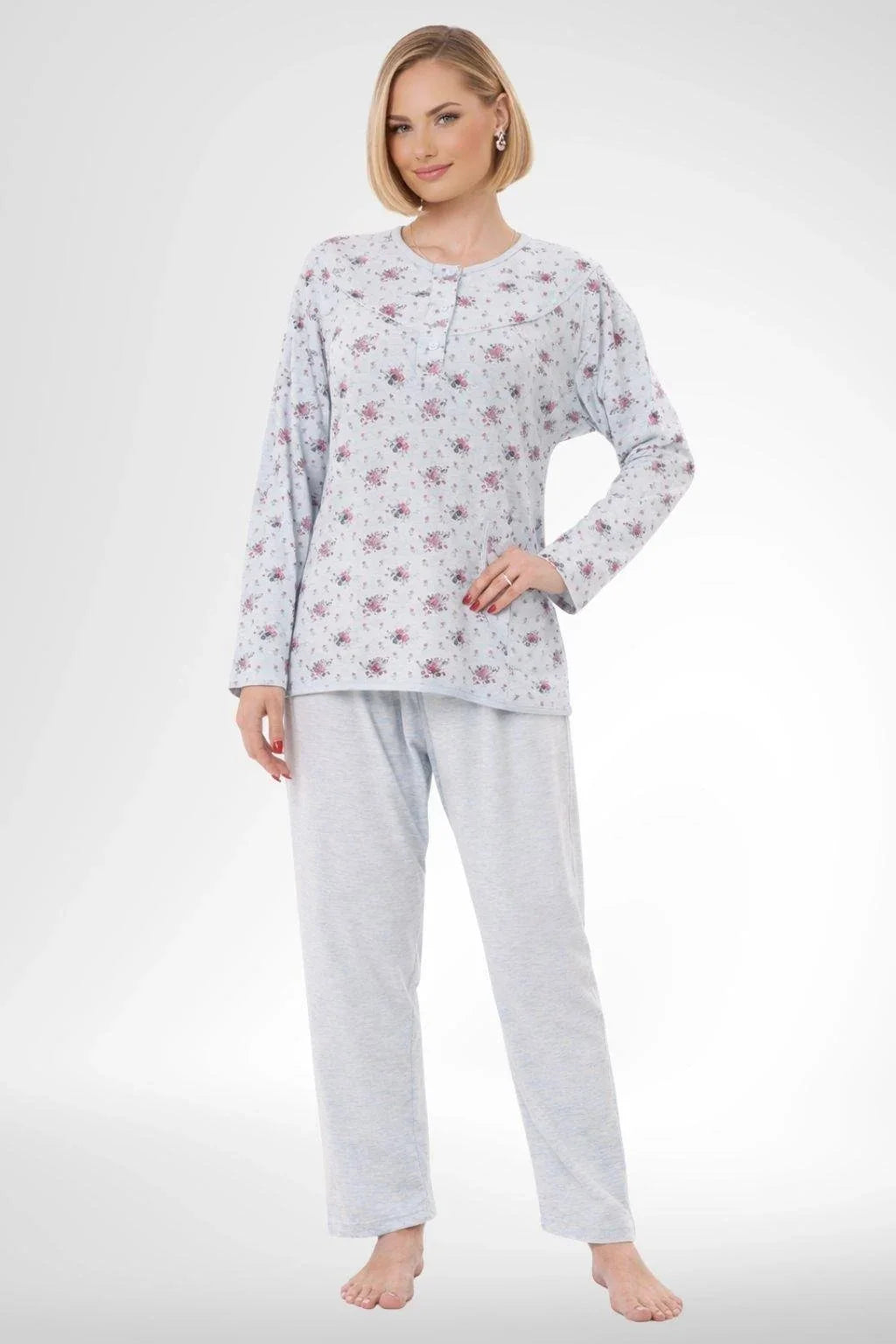Patterned Plus Size 4-Piece Maternity-Nursing Set Blue - 6320