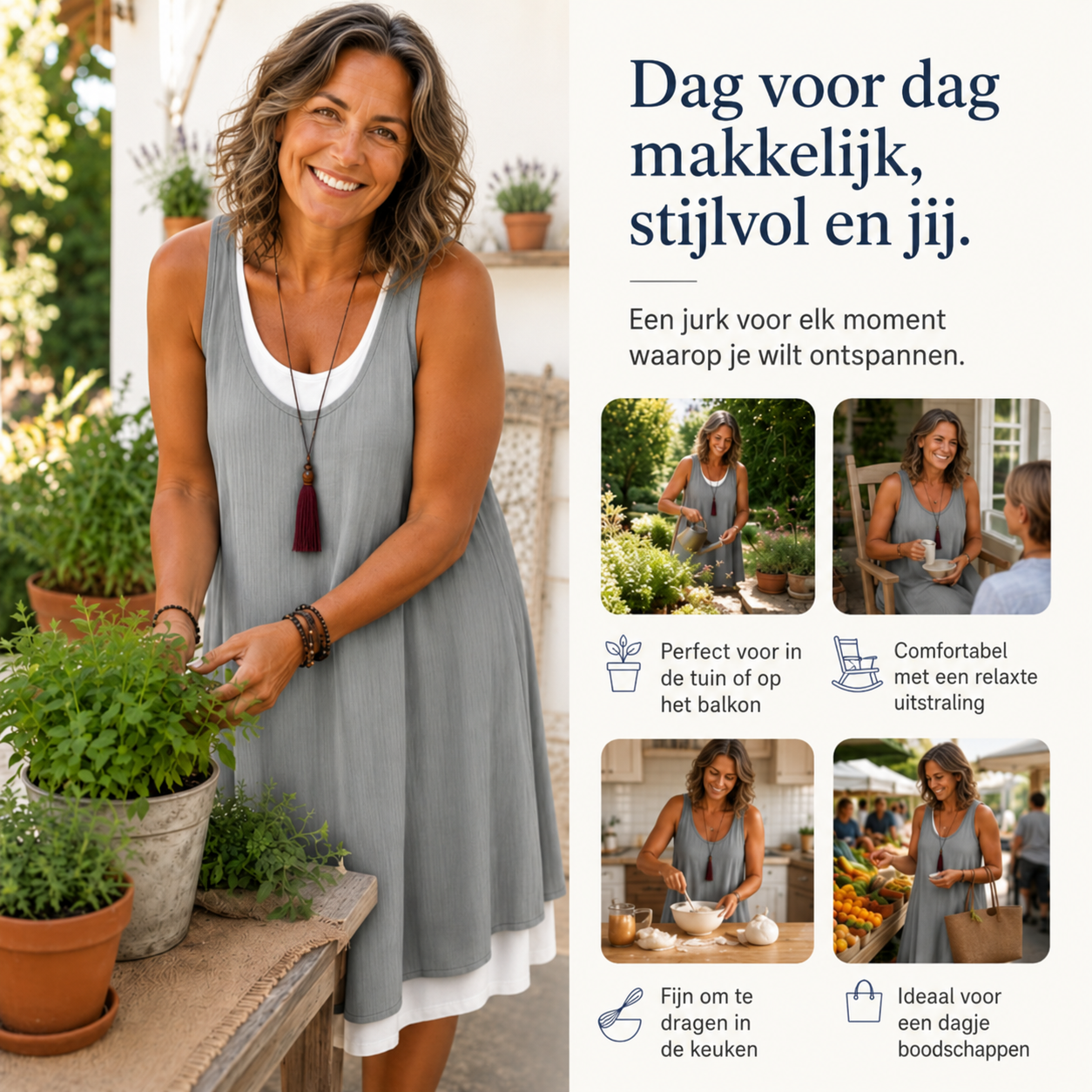 Anouk™ | Buikcamouflerende Mouwloze Jurk Met Laagjeslook