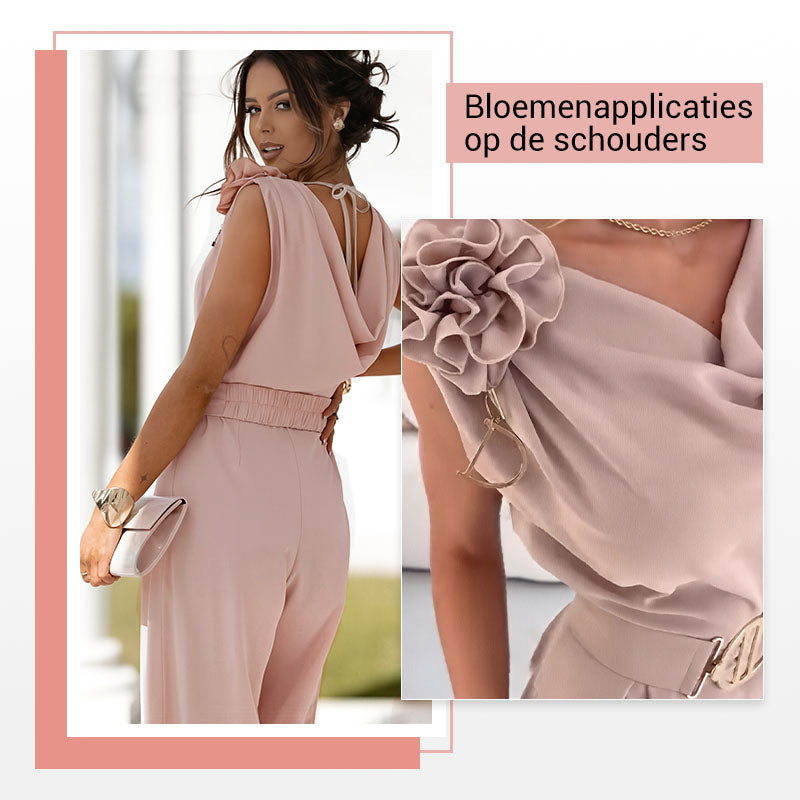 🔥2026 Hot Sale--50% Korting🔥Mouwloze jumpsuit met bloemenversiering voor dames