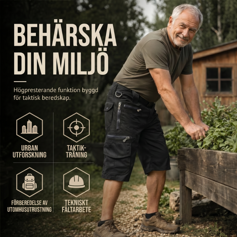Heren outdoor shorts met 8 zakken – Duurzaam katoen & verstelbare taille – Perfect voor wandelen, vissen en reizen 🌲