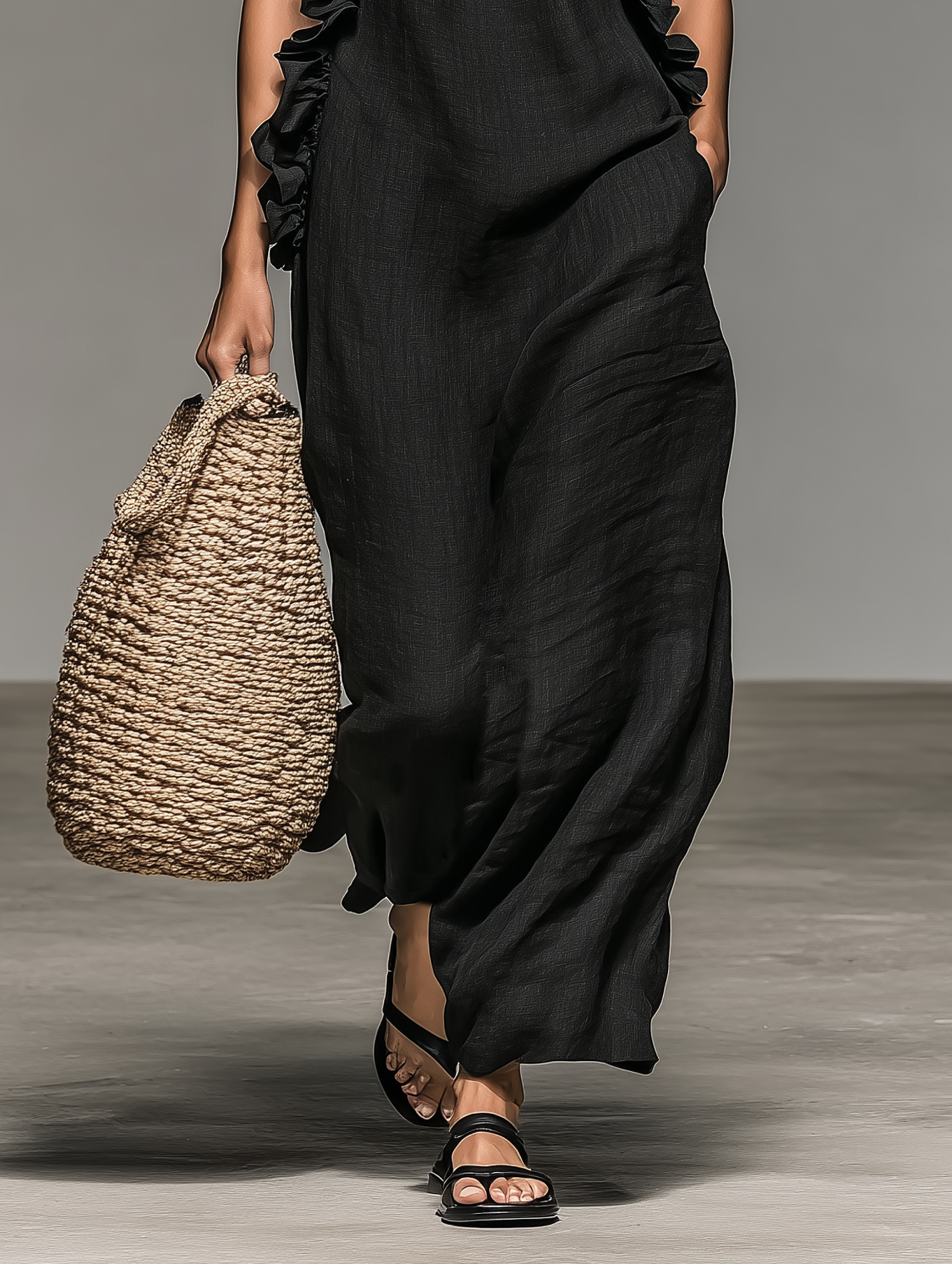 Adele | Maxi Jurk met Volants en Zakken