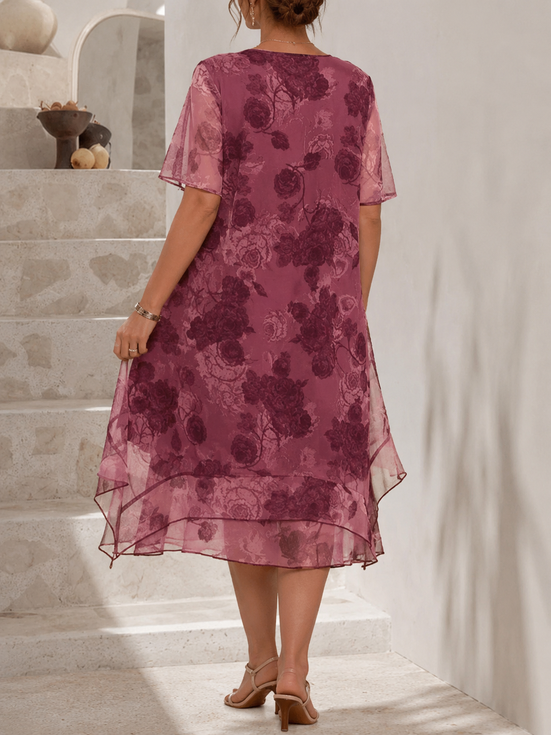 Lune™ | Buikcamouflerende Geplooide Midi Jurk