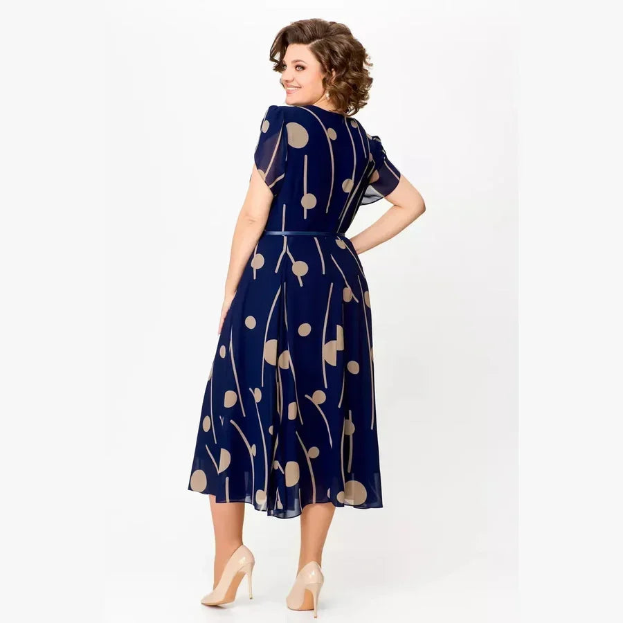 Katja | Polkadot Chiffon Midi Jurk