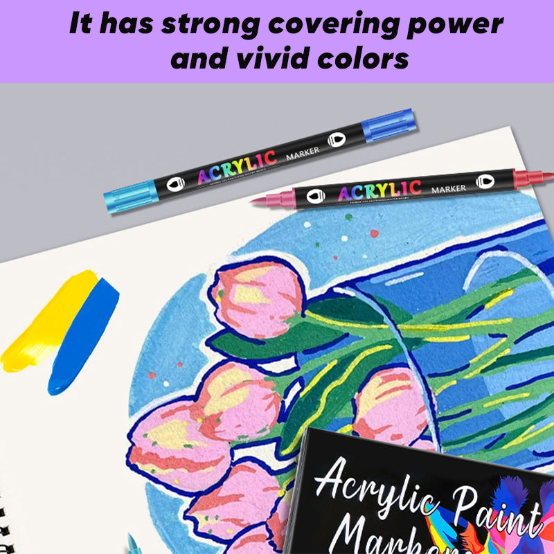 🖌️ NU 50% KORTING! ✨ Acrylstift met dubbele punt – fijne penseelpunt en kunstpunt voor kunst op doek, hout en steen 🎨🌈