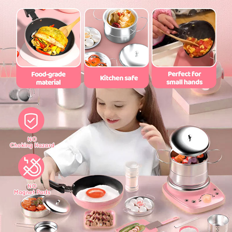 🎁[Beste cadeau voor kinderen]🍳Echt kookgerei voor kinderen Mini keukenspeelgoed - 22-delige set