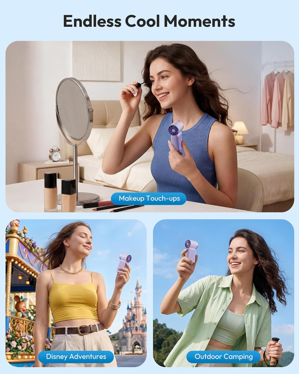 🌬️ Turbo Handheld Fan – LED Display, 6 Speeds, 3000mAh 🔋