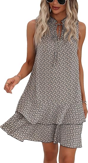 💃 Jurk met geometrische print en strik voor dames – Stijlvol, elegant en moeiteloos chic ✨👗