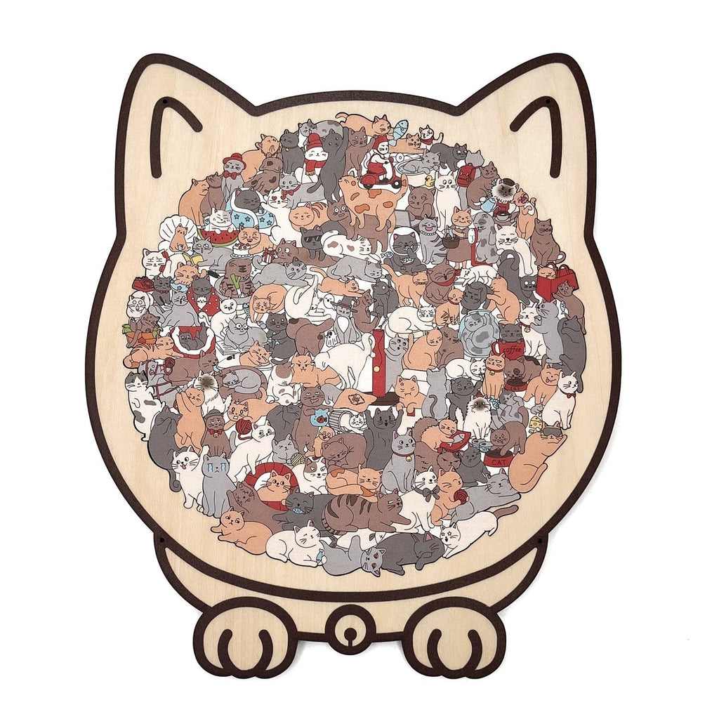 ⏳Tijdelijke aanbieding! 🧩Houten puzzel van 135 stukjes in gedempte tinten, met een kattenmotief.