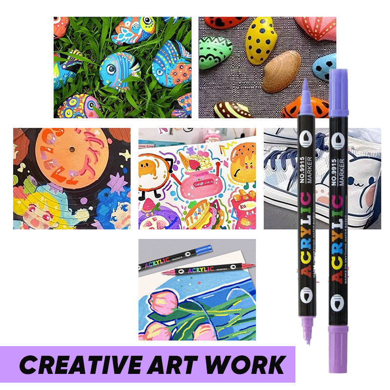 🖌️ NU 50% KORTING! ✨ Acrylstift met dubbele punt – fijne penseelpunt en kunstpunt voor kunst op doek, hout en steen 🎨🌈