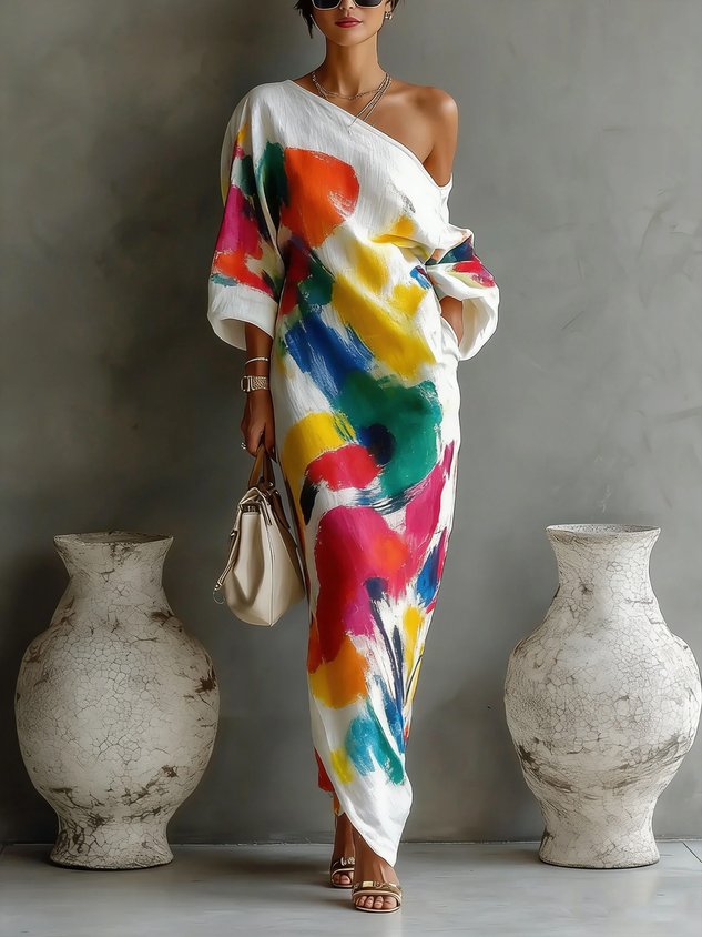 Glenda | Kleurrijke Maxi Jurk