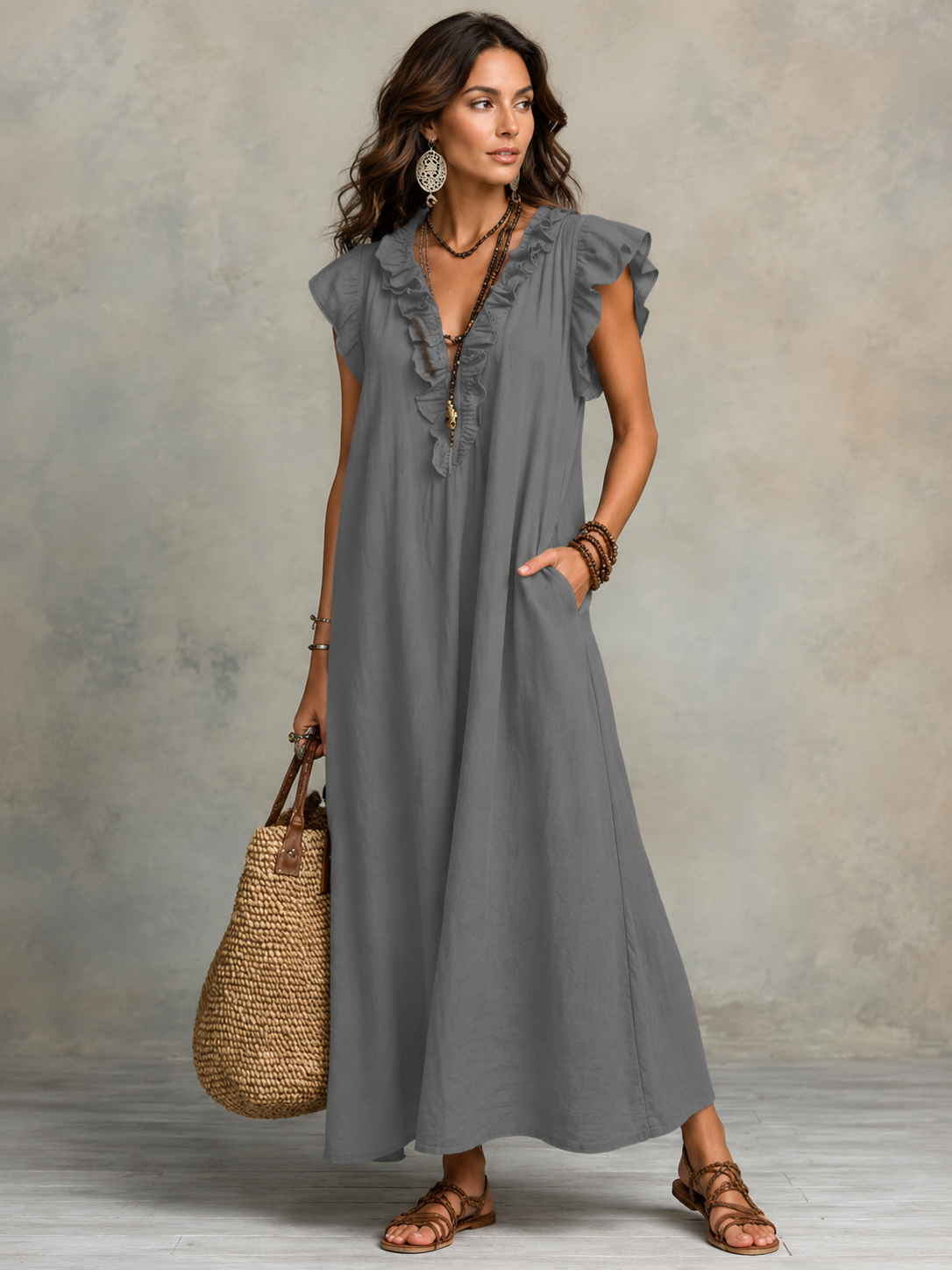 Camélia™ | Bohemian Buikcamouflerend Maxi Jurk