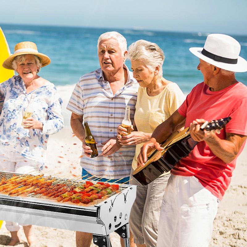 🟔 50% KORTING! 🍖 Opvouwbare buitenbarbecue van roestvrij staal – Compact, duurzaam en perfect voor kamperen, in de tuin en barbecuefeestjes 🏕️