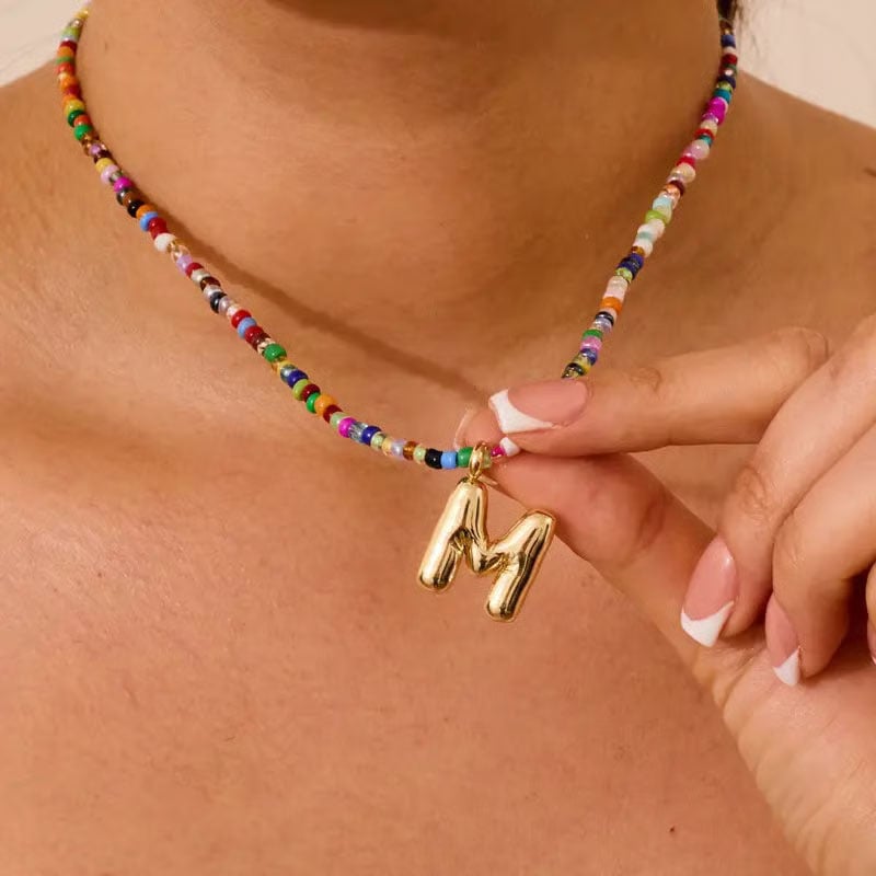 💜LAST DAY PROMOTION - 50%OFF💜 Letter Beaded Necklace for Women🔤A-Z