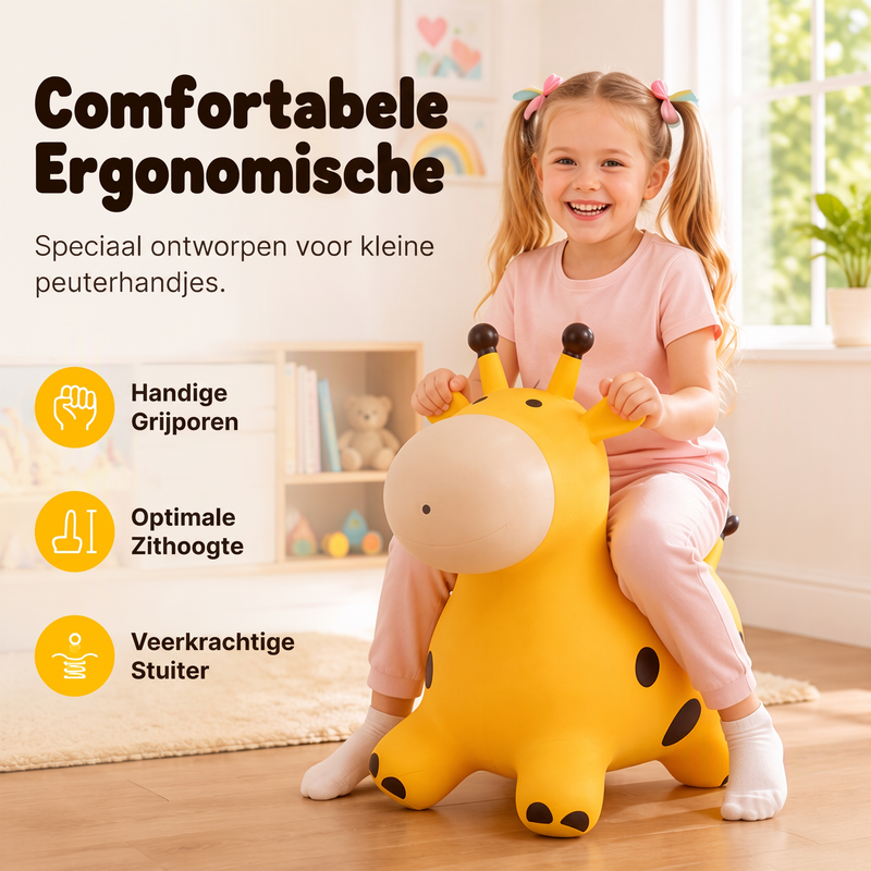 🦒🎵 Muzikale Opblaasbare Rijgiraffe voor Kinderen – Speels Springplezier & Muziek – 50% KORTING