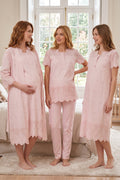 Embroidered 4-Piece Maternity-Nursing Set Powder - 9026