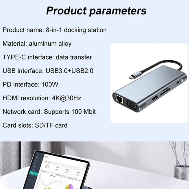 📢📢50% KORTING!!⏰Acht-in-één multi-interface dockingstation-converter