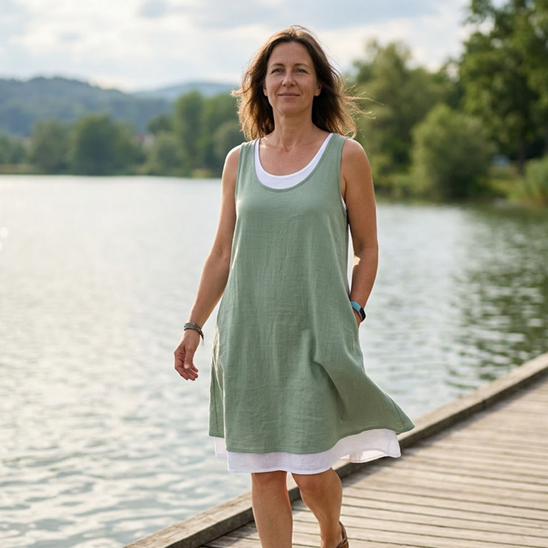 Anouk™ | Buikcamouflerende Mouwloze Jurk Met Laagjeslook